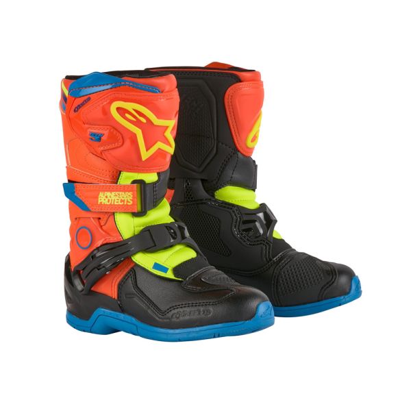 Alpinestars Tech 3S Kids Orange Fluo Blue Yellow Fluo