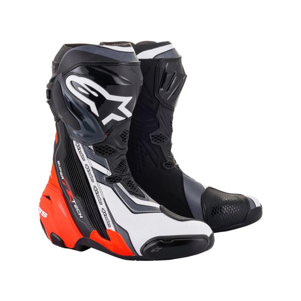ALPINESTARS Supertech R Boots Black Red Fluo White Gray