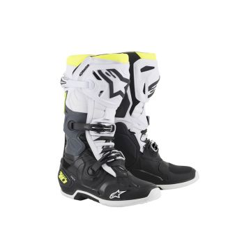 Alpinestars Tech 10 Boots - Black/White/Yellow Fluo