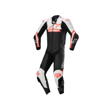 ALPINESTARS - Missile V2 Ward 1 Piece Leather Suit - Black/White/Red Fluo