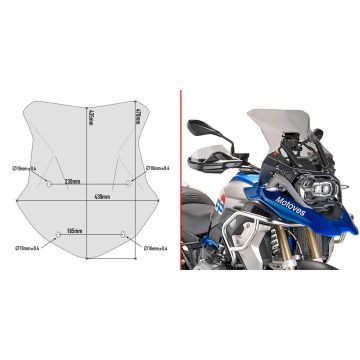 GIVI 5124D Specific Screen for BMW - R 1200 GS Adventure (14 > 18) R 1200 GS (13 > 18) R 1250 GS (19) R 1250 GS Adventure (19)