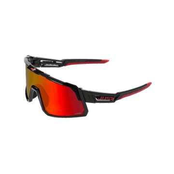 JUST1 Sniper Sunglasses  - Black/Red - Red Mirror Lens