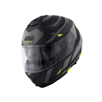 GIVI X21 Evo Number Flip-Up Helmet - Matt Black/Titanium/Yellow