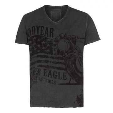 Goodyear Comfort T-Shirt V-Neck Madras-Washed Grey