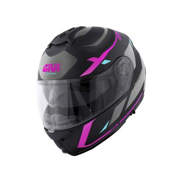 GIVI | X21 Evo Number | Flip-Up Helmet | Matt Black / Titanium / Pink 