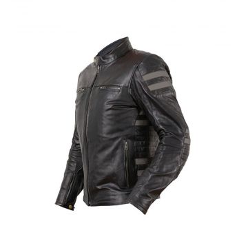 Prexport Stripes Leather Jacket - Black / Gun