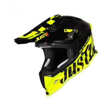 Just1 J12 Pro Racer Fluo Yellow Carbon Gloss - Motocross/Enduro Helmet