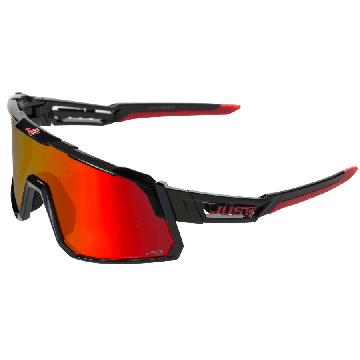 JUST1 Sniper Sunglasses  - Black/Red - Red Mirror Lens