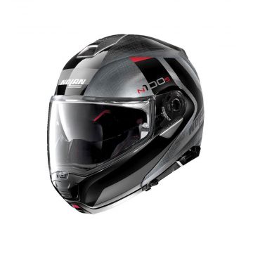 Nolan N100-5 Hilltop N-Com Helmet - Scratched Chrome
