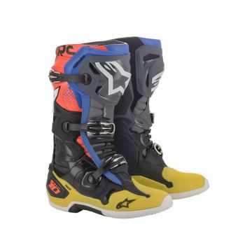 Alpinestars Tech 10 Boots - Black Yellow Blue Red Fluo