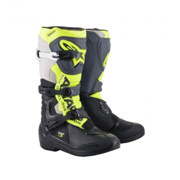 Alpinestars Tech 3 MX Boots - Black / Cool Grey / Yellow Fluo