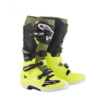 Alpinestars Tech 7 Boots - Yellow Fluo / Military Gray / Black